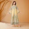 Middle Eastern Embroidered Muslim Women's Long Dress Abaya with Hot Drill Print