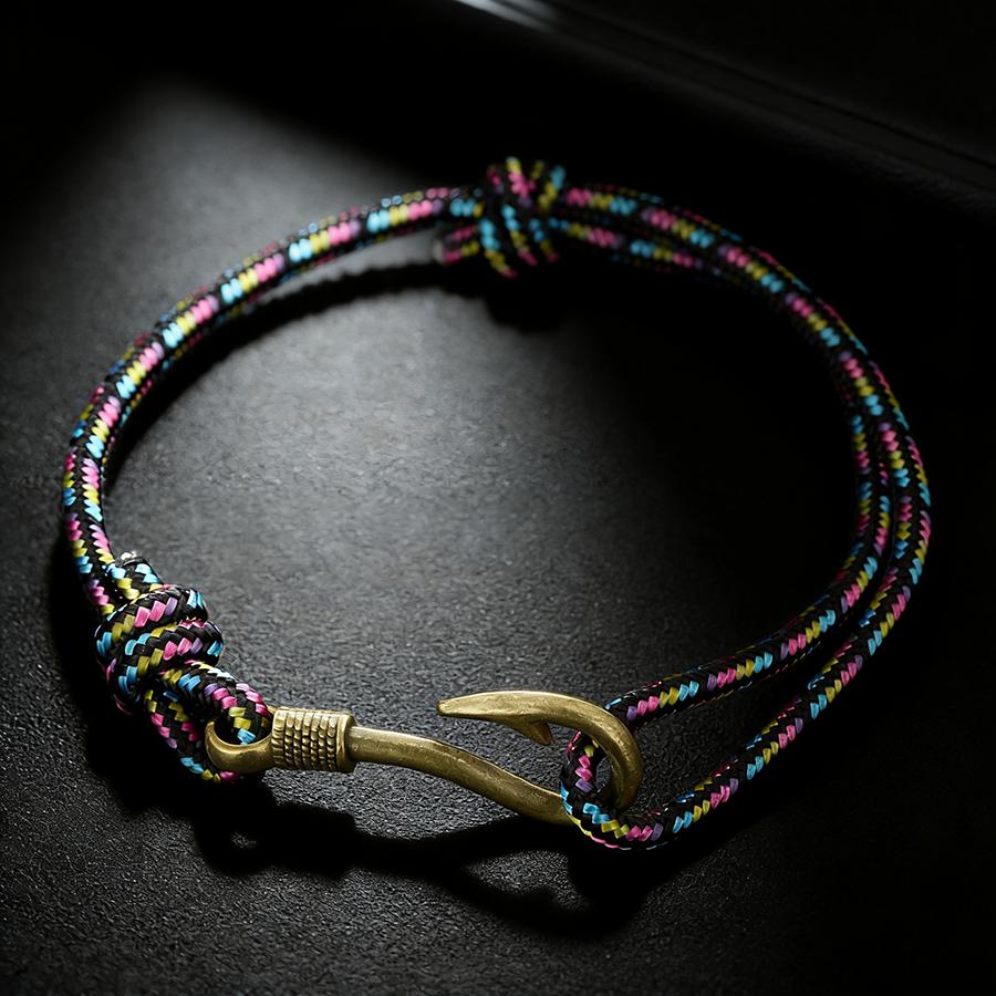 Vintage Fishhook Bracelet Men 10 Colors Available Environmentally Friendly Material Sports Sweat Absorbing Braslet Adjustable