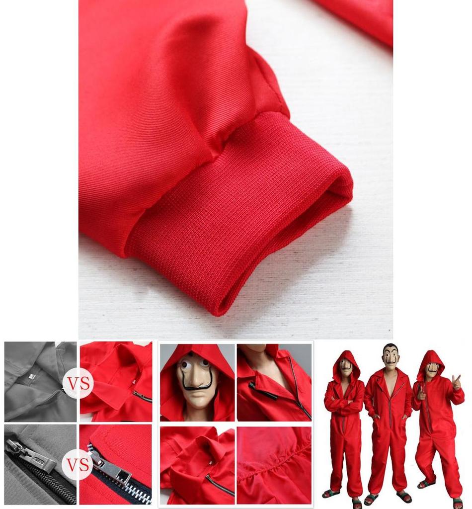 Salvador Dali Money Heist Cosplay Costume For Adults In Stylish Red Jumpsuit Design