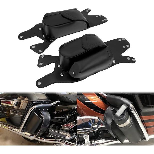 PU Leather Saddlebag Guard Bag with Water Drink Bottle Holder Fit For Harley Touring Electra Street Tri Glide Road King Glide 1983-2025 (Right)