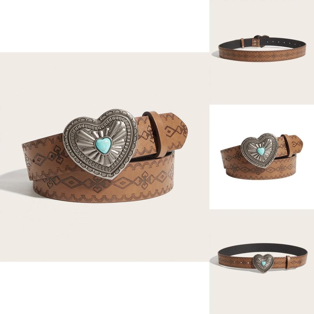 Heartshaped Metal Clip Designer Belt With Perforated Pattern For Casual Wear