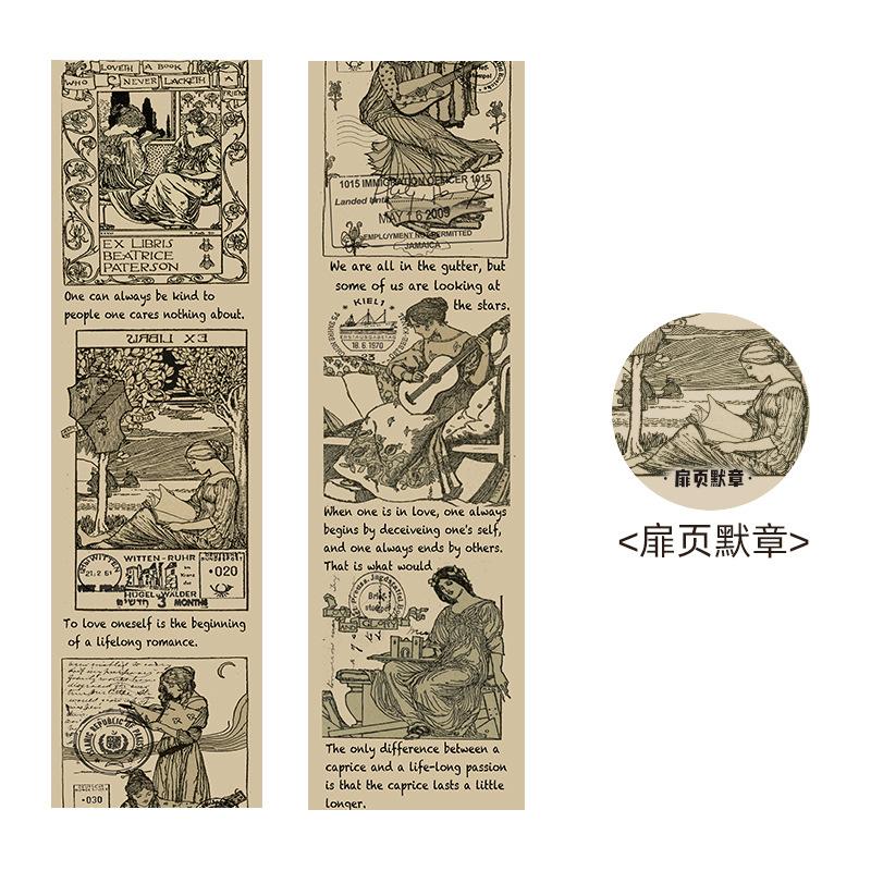 1 Roll Vintage Washi Tape European American Retro Style Creative Manual Ledger Decorative Tape, DIY Scrapbooking Material,5cm*3m