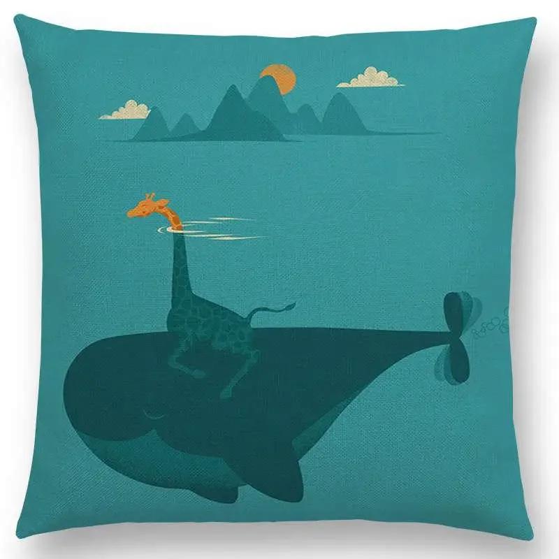 Neueste Cartoon-Tiere Niedlicher Hai Katze Vogel Giraffe Pinguin Wal Eisbär Nilpferd Panda Kissenbezug Auto Sofa Wurfkissenbezug