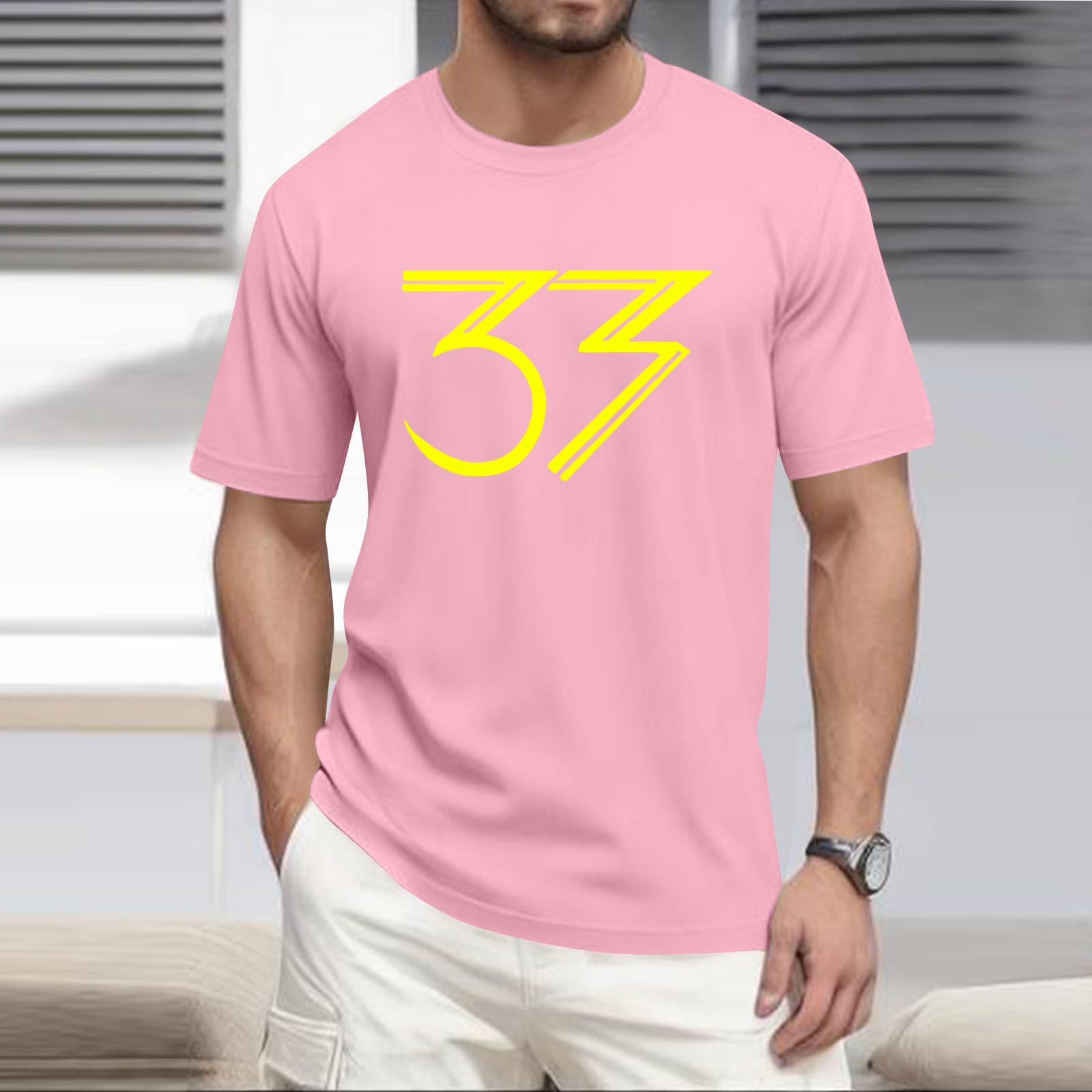 Стильная и повседневная мужская футболка с круглым вырезом, свободного кроя, с короткими рукавами. XXXXL розовый