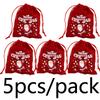 (5 Pieces/bag) 10*12cm Merry Christmas Velvet Gift Bag Xmas Tree Pendant Drawstring Packaging Bag Candy Packaging DIY