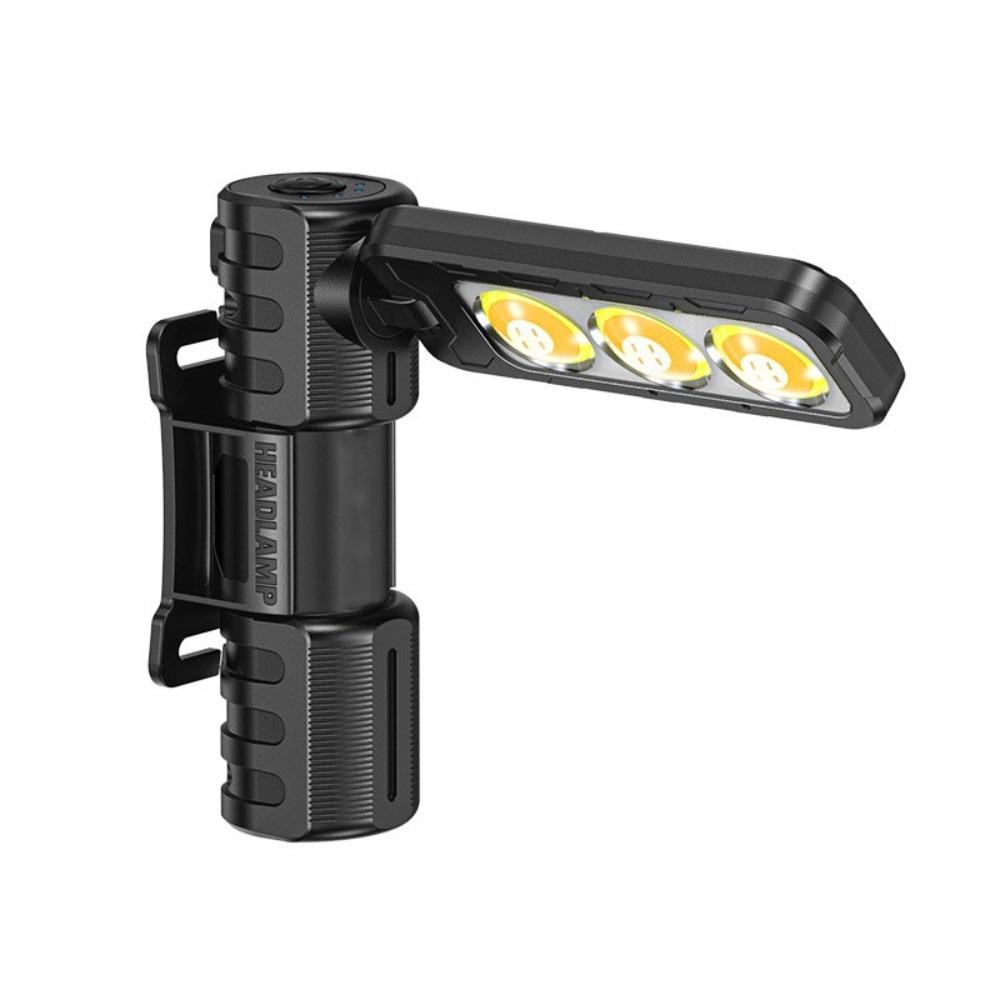 

Ручной рабочий фонарь с регулировкой яркости в 6 режимах, перезаряжаемый через USB, светодиодный рабочий фонарь COB, портативный фонарь для спортзала, для походов чёрный