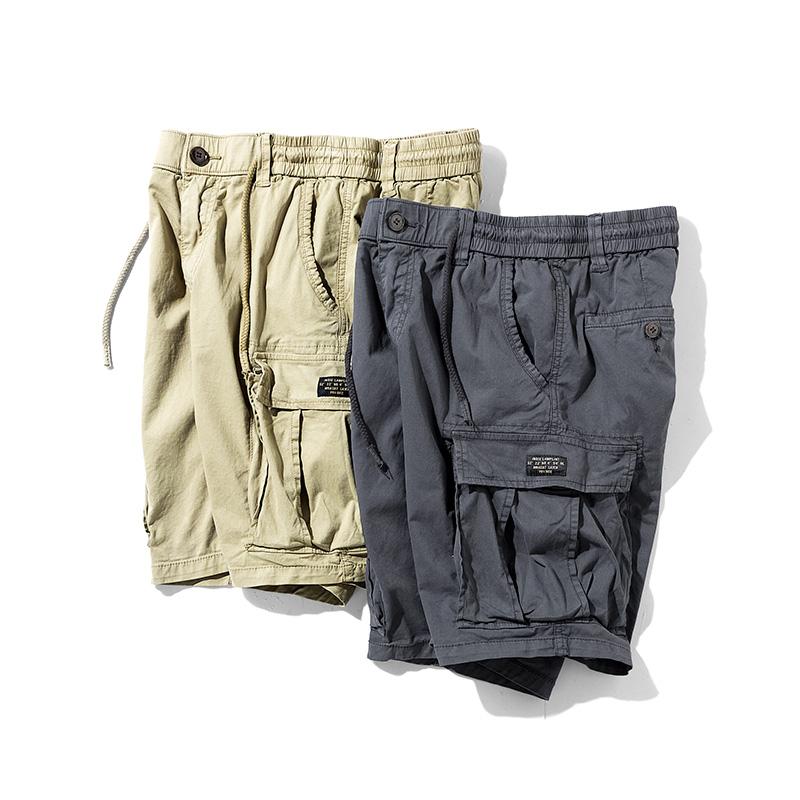 Summer Men Cargo Multi Pocket Shorts Men Casual Solid Elastic Waist Beach Short Spring Men Jogger Pants Shorts Male Dropshipping