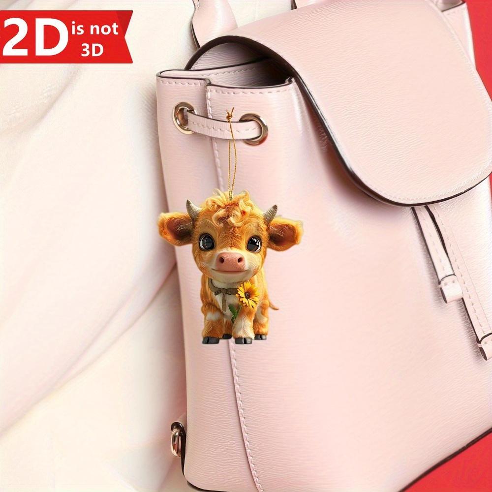 2D art cow pendant for Christmas trees. A versatile animal-themed holiday decoration.