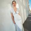 KDA European and American style summer new women's clothing bubble sleeve V-neck bow polka dot dress