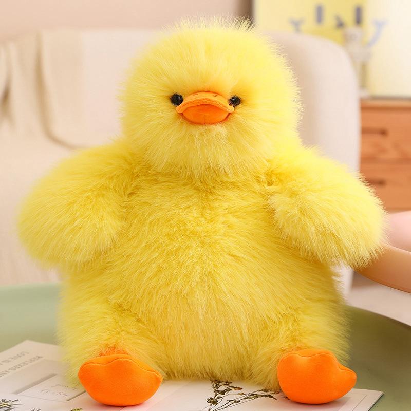 Furry Big White Duck Plush Doll Cute Long-Haired Little Yellow Duck Simulation Toy Animal