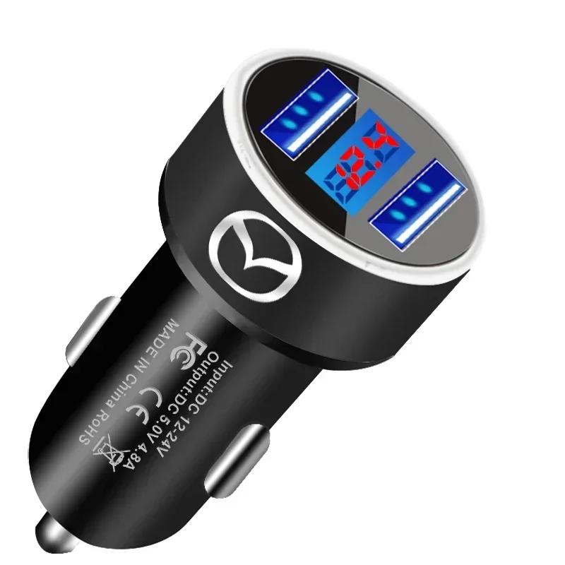 2025 Hot Dual Port USB 200W Car Charger Fast Charging Digital Display Car Phone Charger Adapter for Mazda 2 6 CX3 CX8 CX90 CX5 C