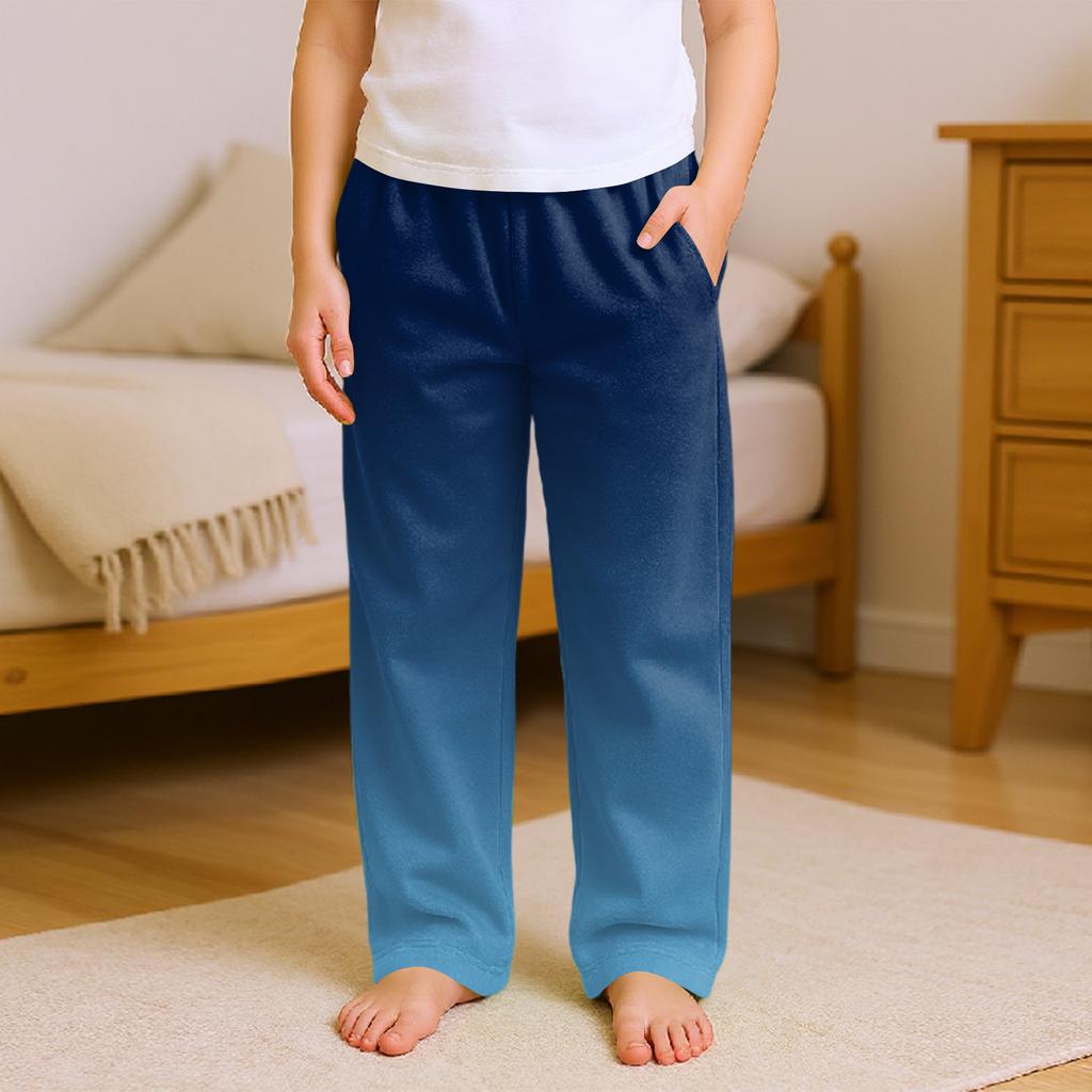 Fashionable Children's Versatile Gradient Print Pocket Casual Pants