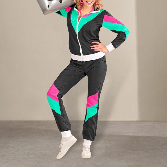 80s 90s Tracksuit Costume for Men Women Retro Hip Hop Windbreaker Jacket Suit Colorblock