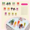 3D Butterfly Press On Nails Long Square Fake Nail Colorful Gradient French Tip False Nails With Butterflies Charms Designs Full Cover Artificial