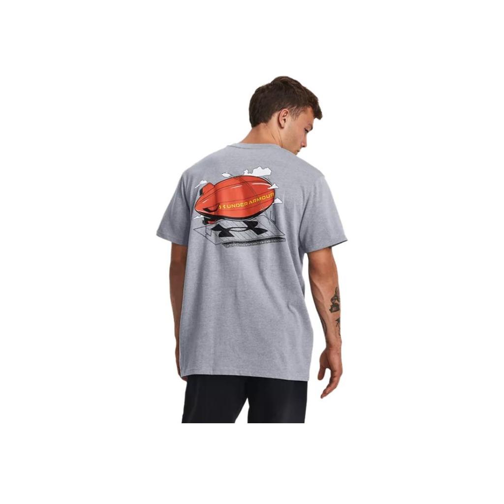 Under Armour Graphic Print Crew Neck Loose Short Sleeve T-Shirt Men Tops Gray 1379556-035