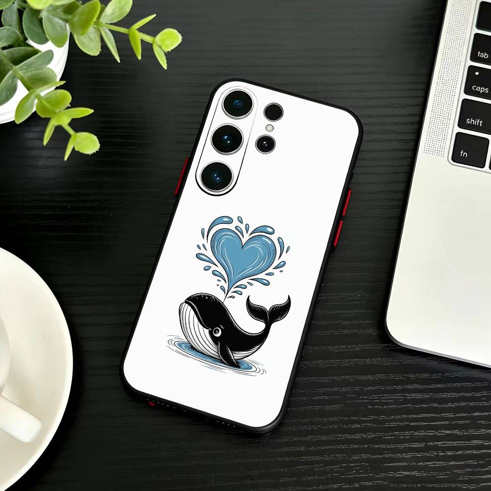 Whale Fall-Art Phone Case For Samsung S26,S25,S24,S23,S22,S21,S20,Ultra,Plus,FE Black Soft Cover