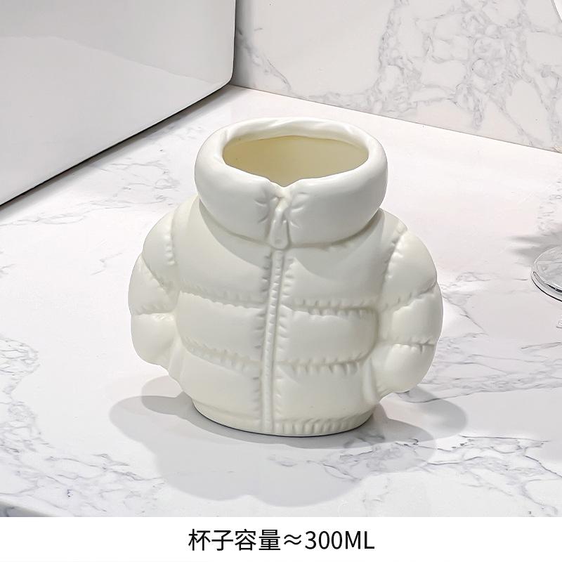 Creative Down Jacket Shaped Wash Cup Ceramic Mouthwash Cups Toothbrush Cups Couple s Cup Bathroom Toiletries Bathroom Tumblers