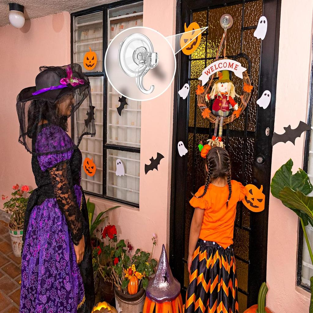 Kranzaufhänger, Große Saugknopf-Kranzhaken, Schwerlast, 22 LB Tragfähigkeit, Abnehmbar und Wiederverwendbar, Transparent, 2 Stück