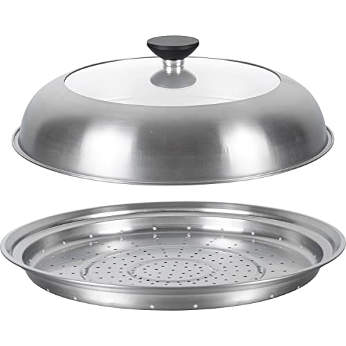 Wahei Freiz Steaming Cover for Frying Pans, 28-30cm, Dome-Shaped, Easy to Place on Top, Stainless Steel, Cook Delhi, Frying Pan Cover, AME-7439