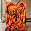 Netherlands Football Printed Flannel Blanket Skin Friendly Warm Decorative Throw for Indoor Couch Bed Daily Use