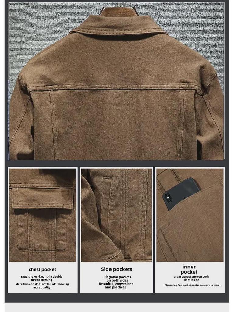 Men's Stretch Denim Jacket - Black, Simple, Stylish for Spring & Autumn 2025