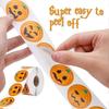 Roll Of 500 Pieces, Halloween Pumpkin Stickers Cute Sticky Round Face Stickers For Halloweenz