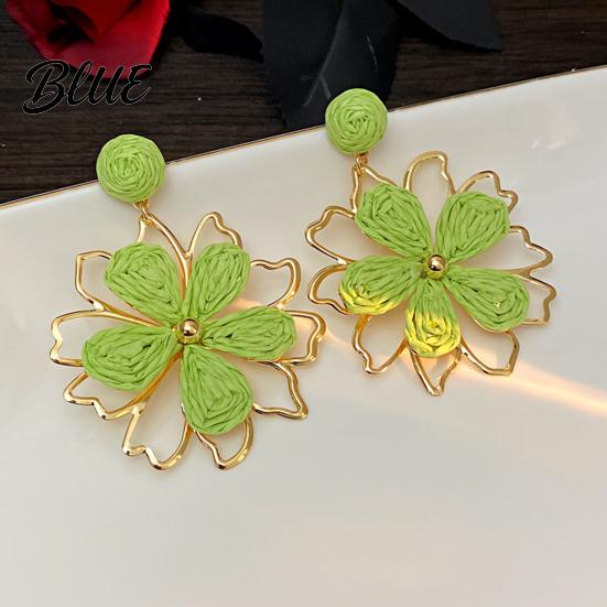 Long Earrings 1 Pair Women Drop Flower-Shaped Sweet Stud Delicate