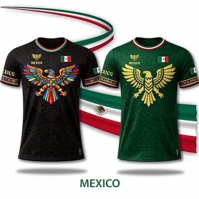 Mexican Retro Printed Sports Shirt with Mexican Flag Pattern, Fashionable Football Top, Summer Casual and Comfortable Short Sleeved Pullover