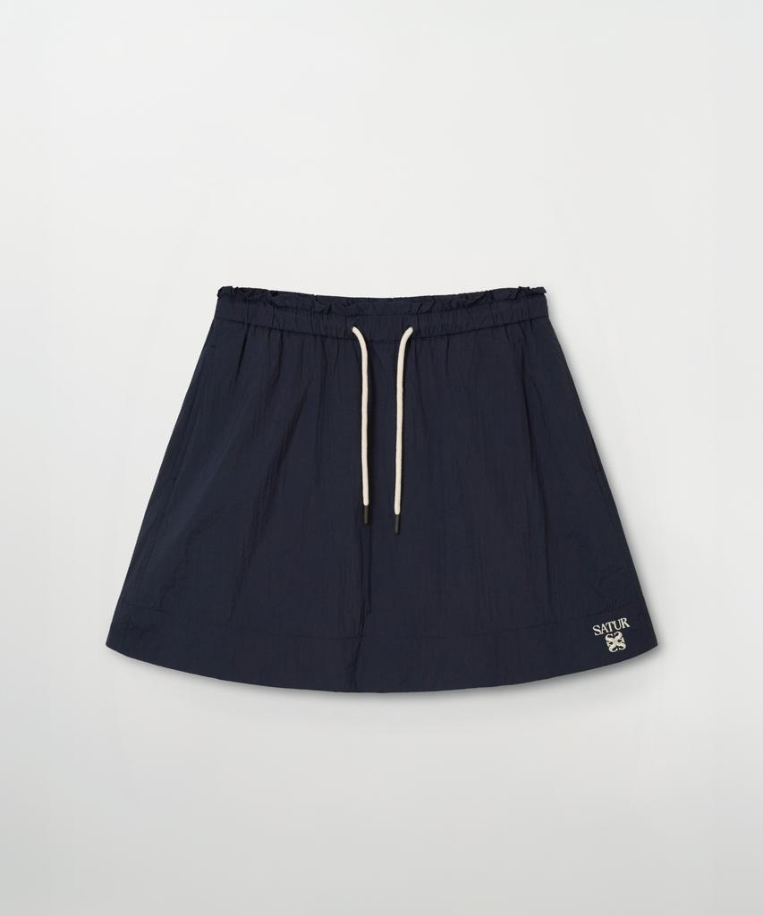Seteo (W) Logo String Nylon Flare Skirt Navy