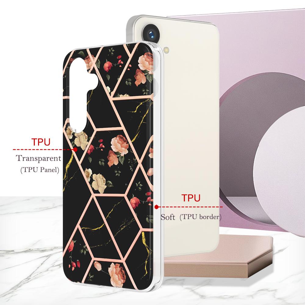 Schwarzes Marmor-Spleißen, abnehmbares Umhängeband mit Schnalle oder Anti-Fall-Ring oder Hülle mit glattem Design für Samsung iPhone, Xiaomi Redmi, Oppo, Nokia Moto …