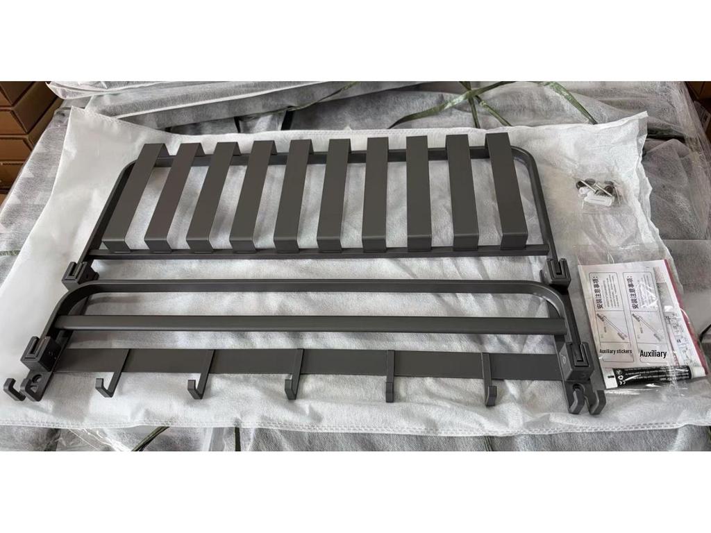 Gunmetal No-Drill Bathroom Towel Rack and Shelf Combo