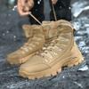 Outdoor Men's Fleece Lined Waterproof Cotton Snow Boots Winter Cotton Mountain Climbing Shoes Round Toe Mid Heel Boots Zapatos