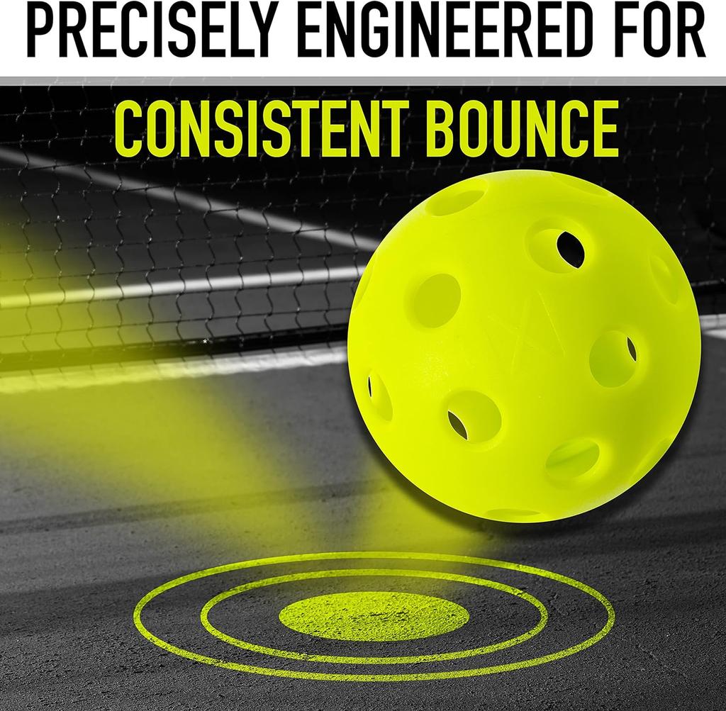 Outdoor Pickleball 74mm Diameter Pickleball Hard PE 40-Hole Pickleball High Elasticity Durable Outdoor Pickleball 2-Pack