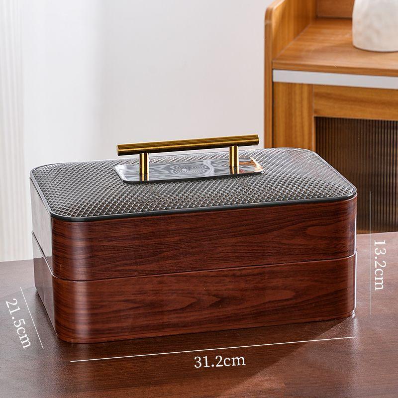 Wood Grain Multi-Grid Dried Fruit Candy Box - Thickened, Sealed, Moisture-Proof, Double-Layer Storage Plate