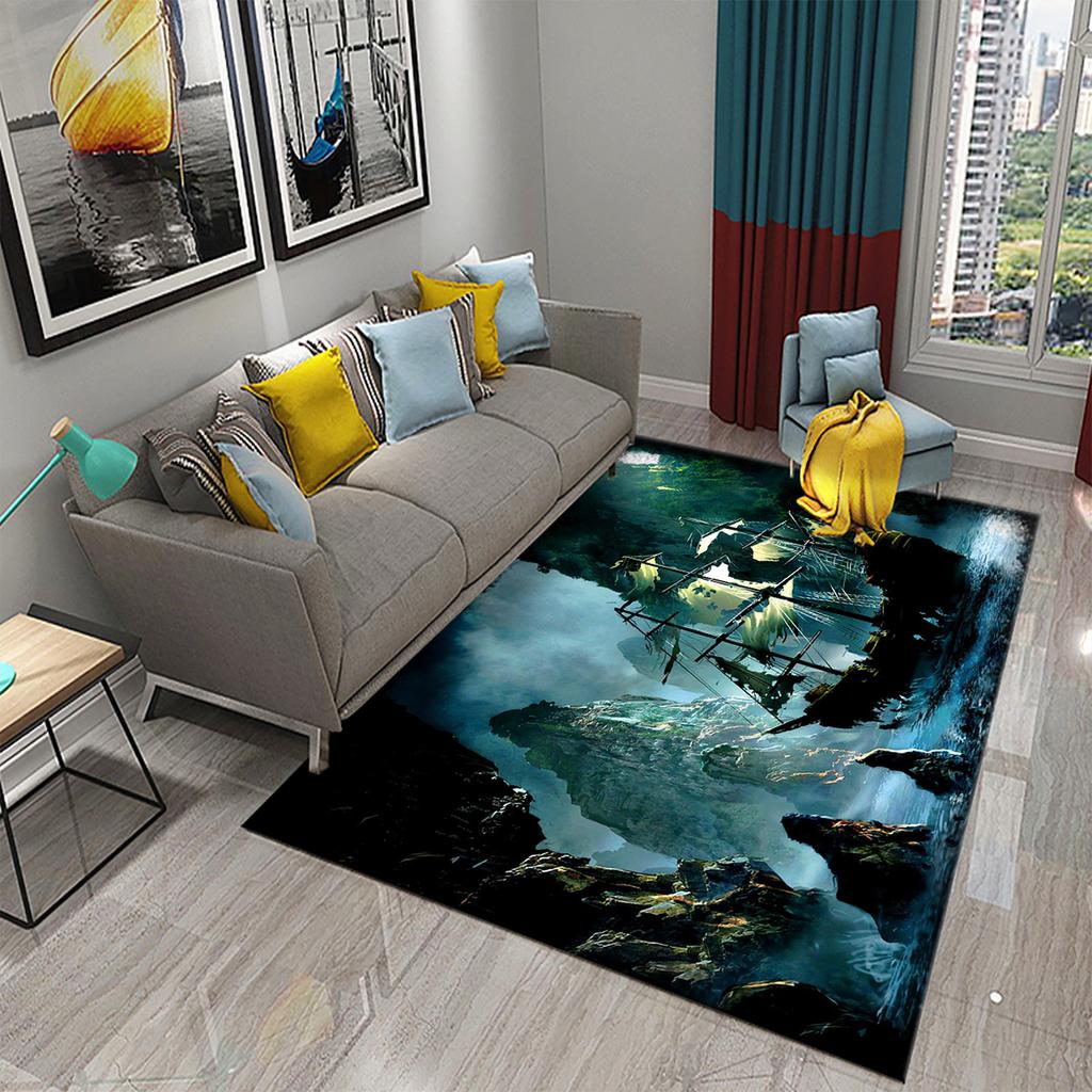 Bedroom Living Room Door Mat Balcony Decorative Floor Mat Bathroom Non-slip Door Mat Retro Pirate Ship Carpet