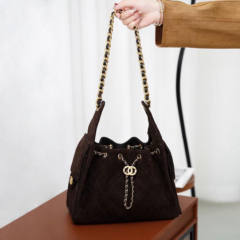 Ringotto Bag, Matte Leather, Small Fragrant Suede Chain, Underarm Bag, Suede Leather, Shoulder Commuter Bag, Women's