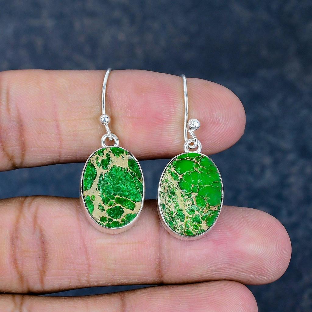 Grüne Meeresschlick Ohrringe, 925 Massiv Sterlingsilber Edelsteinschmuck, Handgefertigte Ohrringe, Geschenk für die Liebe