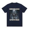 T-shirt Human By Chance Alpha By Choice Wolf Fun Meme Casual 100% cotton T-shirt Vintage Men's short-sleeved top