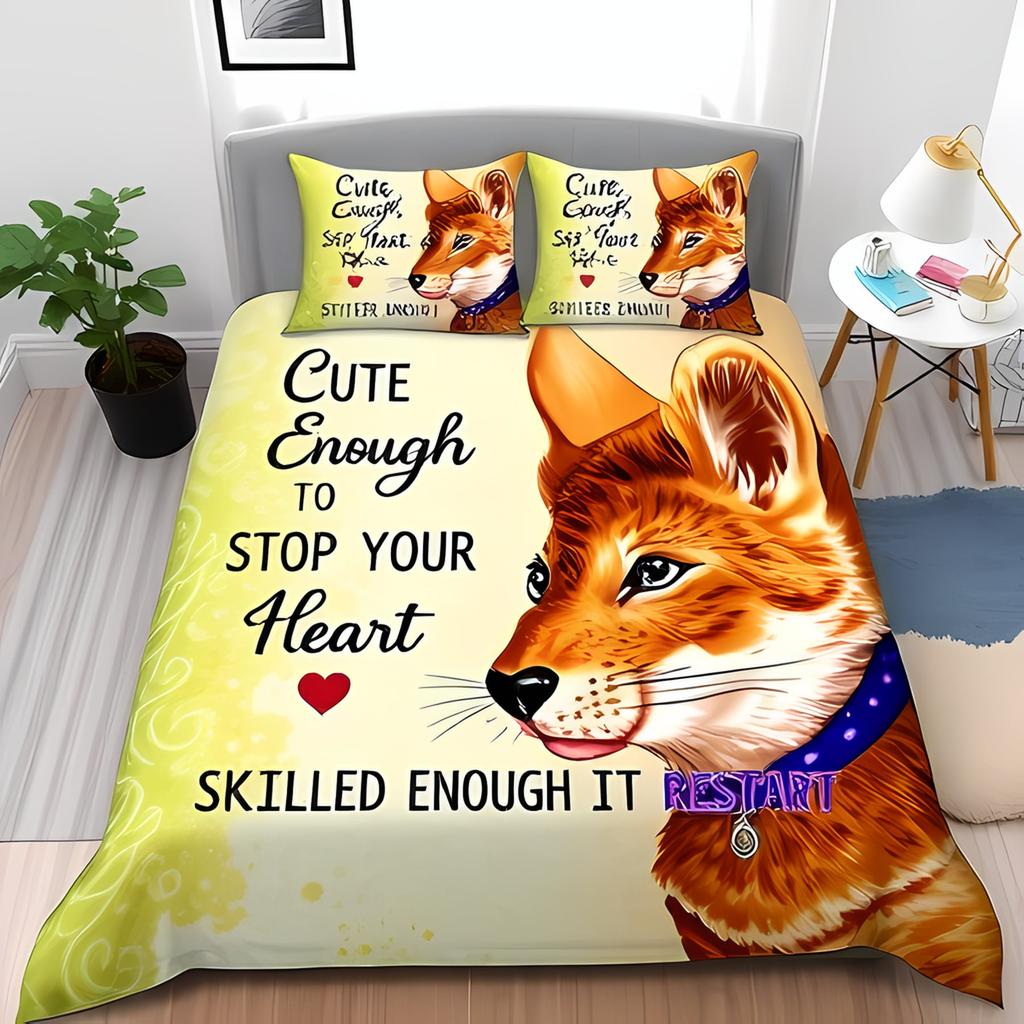 Fuchs-Print Bettbezug Bettwäsche Set Deckenbezüge Für Kinder Kinder Und Erwachsene Warm Weich Bequem Atmungsaktiv