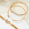 3Pcs/Set Luxury Rhinestone Butterfly Heart Bracelet For Women Vintage Exquisite Gold Color Cuff Bangle Female Daily Wear Jewelry