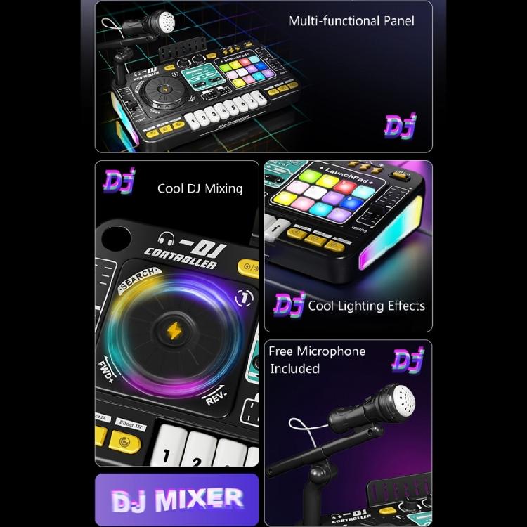 Interactive DJ Mixer Set Music Instrument Toy For Toddler Phone Connectivity 12 Sound Effects Musical Education Toy