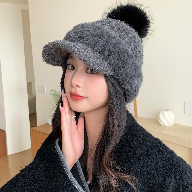 

Осенне-зимние шапки, женские помпоны, плюшевые кепки с утконосом, сочетание цветов, универсальные наушники, ветрозащитные и теплые шапки One Size