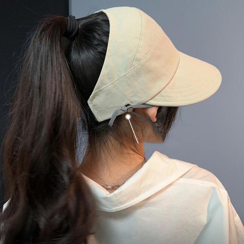 Sun Protection Hat With Ponytail Opening Duck Tongue Sun Hats Foldable Fisherman Hats