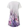 Ladies Casual Round Neck Button Ruched Trim Printed High Waist Loose Dress