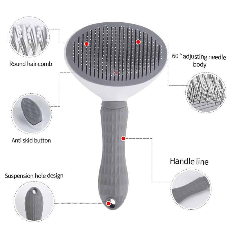 Automatic One-Click Pet Hair Removal Comb for Cats & Dogs