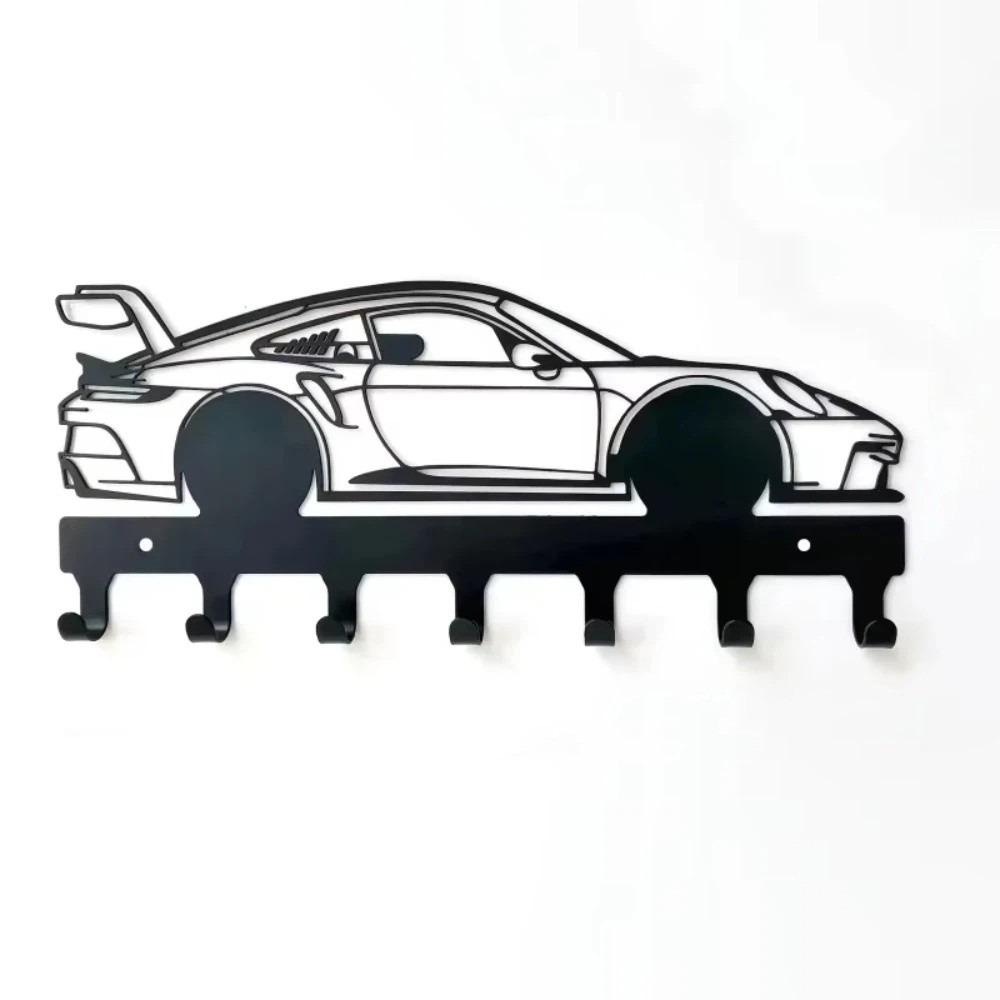 Functional Black Automotive Key Hooks Metal Wall Mounting Car Key Holder Easy Installation Metal Car Key Hooks Home Organization