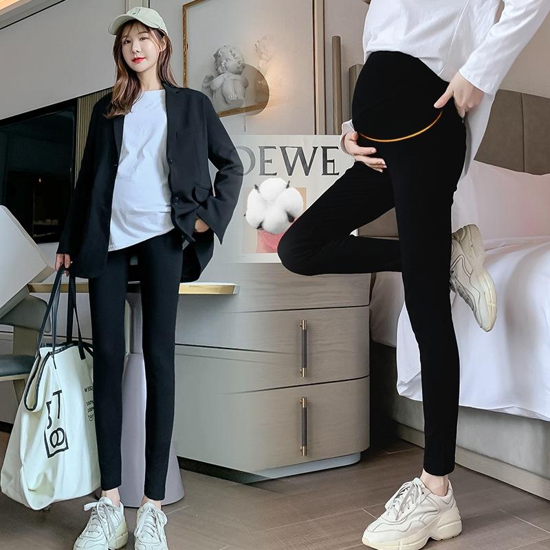 Women's Maternity High Waist Leggings Slim Ankle Pants Solid Color High Stretch Belly Support Casual Trousers