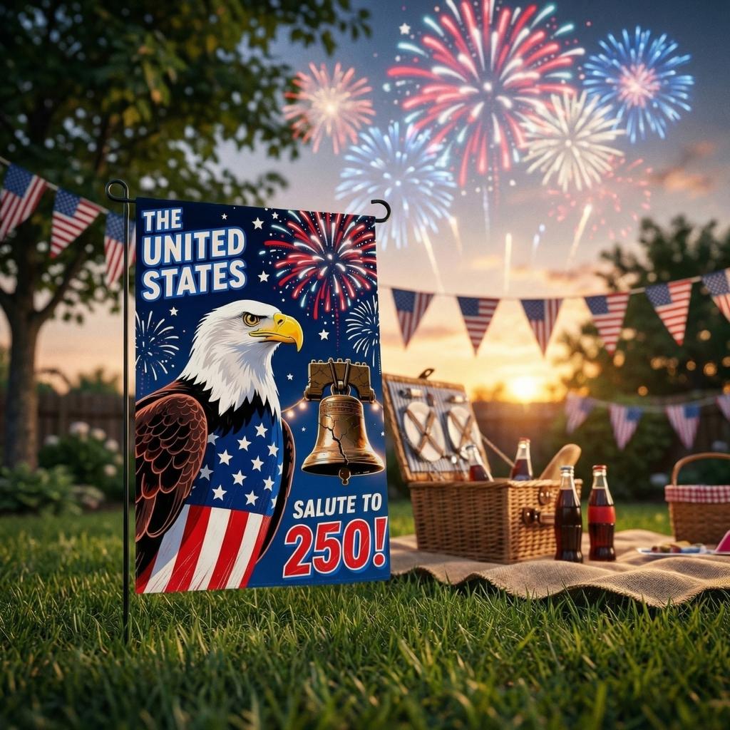 The People 1776-2026 Flag Memorial Day Patriotic 250th Birthday 250 Years United States Indoor Garden Decoration (250 YEARS)