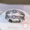 925 Sterling Silver Exquisite Double Row Entangled Ring Sparkling Zircon Ring Ladies Party Birthday Jewelry Gift