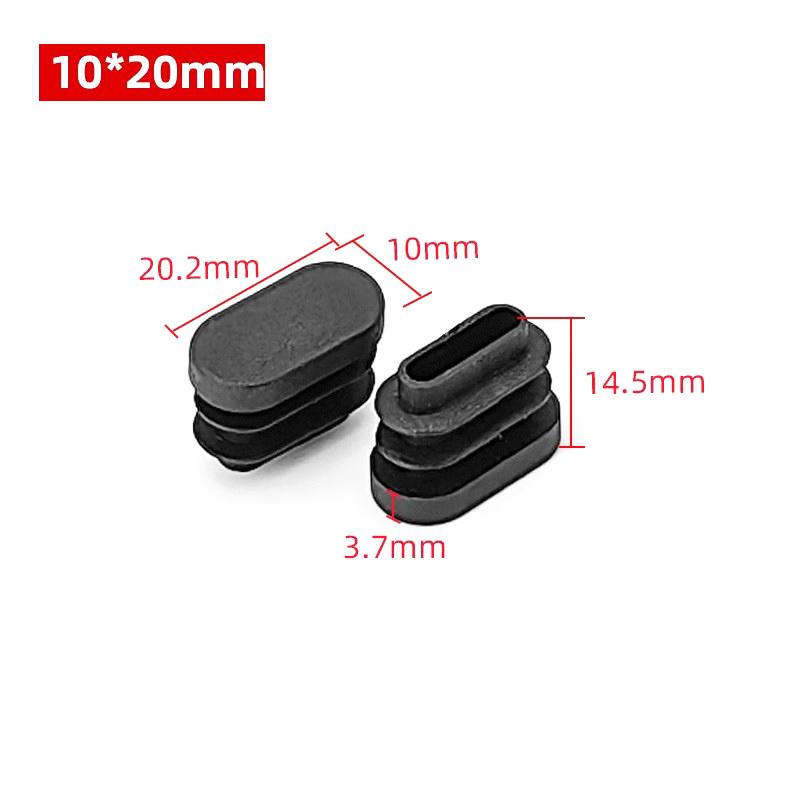 Tapones de Extremo de Cierre de Plástico Rectangular Ovalado Negro para Tubos Tubos Tapones Tapones Tapón para Pies de Mesa Patas de Silla